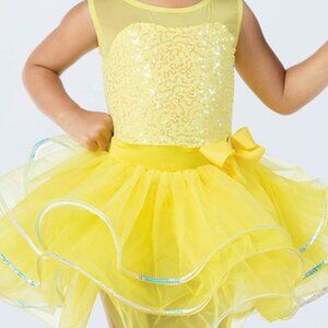 Iridescent Yellow Sequin Tutu Dance Dress